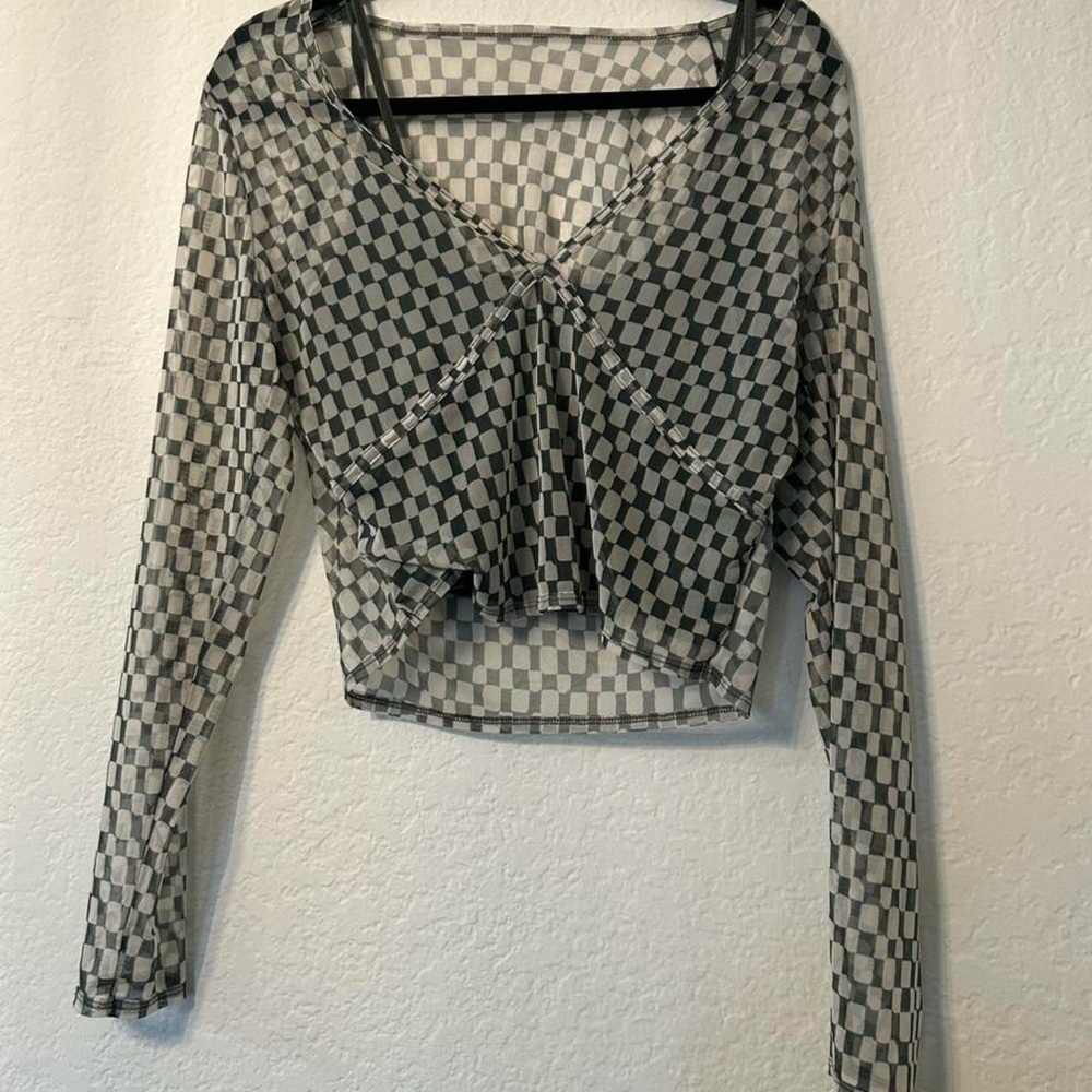 Abercrombie & Fitch Green Checkered Long Sleeve Top – Size Large – Casual Chic